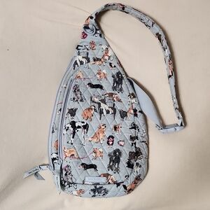 Vera Bradley Gray Dog Pattern Quilted Sling Bag